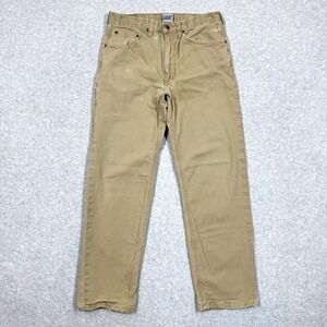 Diamond Gusset Pants Men 31x30 Stretch Canvas Six Pocket Beige Workwear Straight